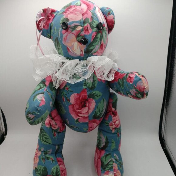 Vintage Hand Made Floral Teddy Bear - Picture 1 of 7